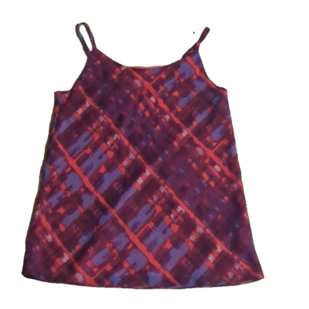 Cabi Red Purple Print Cherish Tank Blouse Small